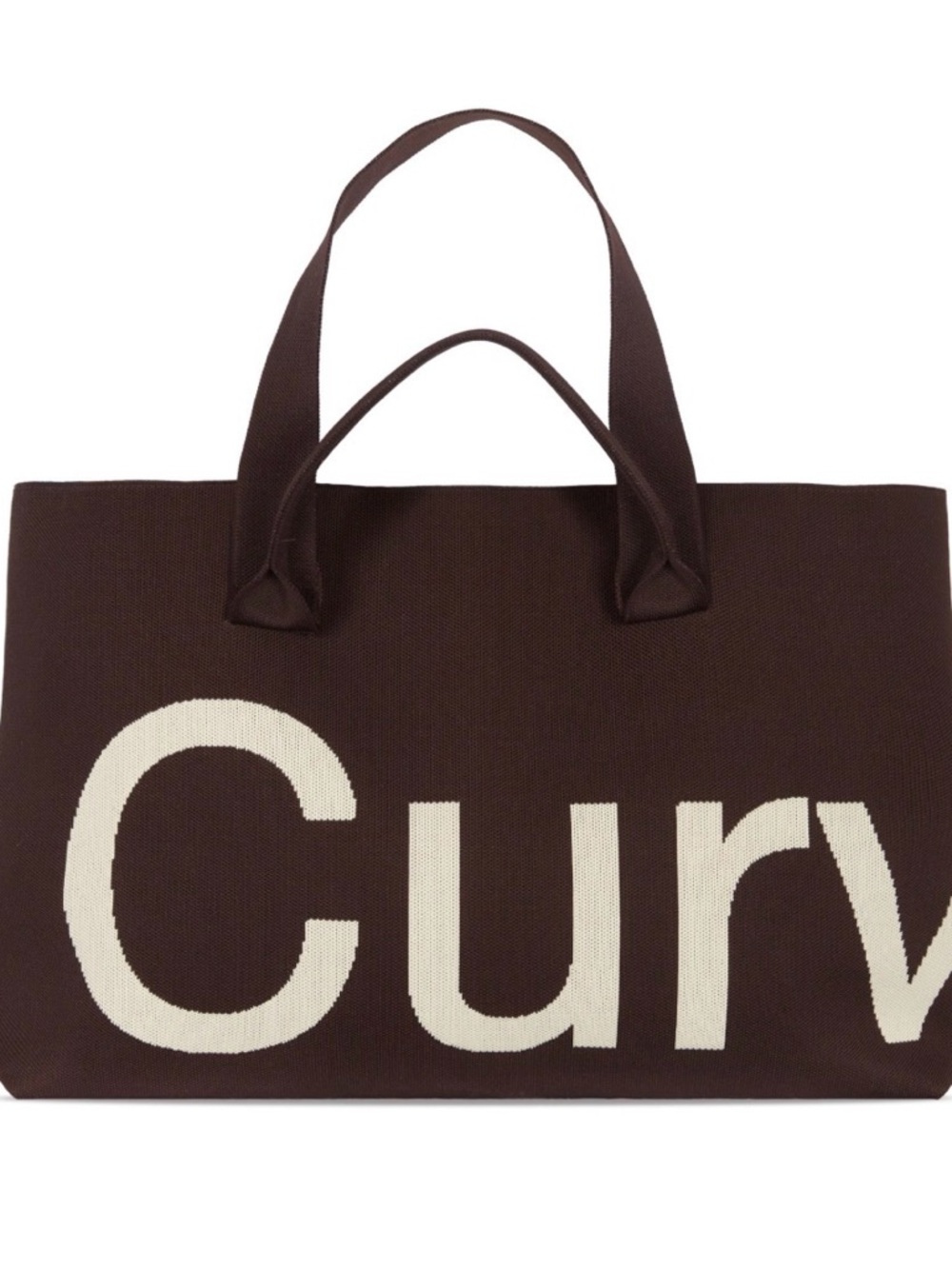 Curve Logo Brown Canvas Tote Bag